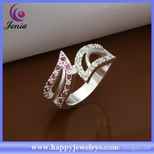 Beautiful design cheap price women ring 925 silver plated zircon big stone ring designs (CR317)